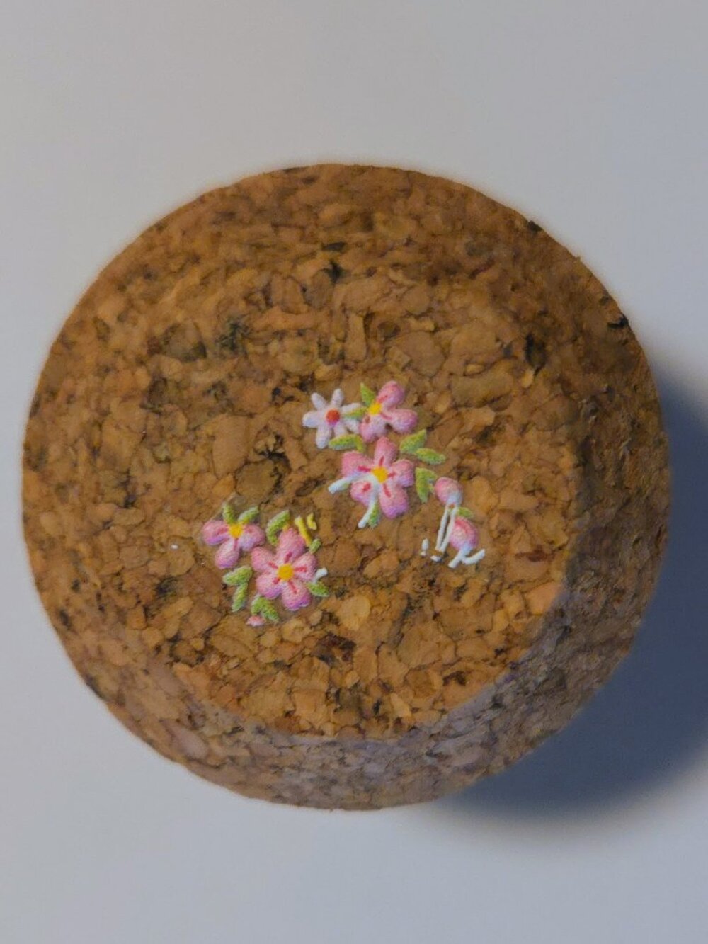 Brand New Hand Crafted Magnet Created from Champagne Cork Featuring Flowers